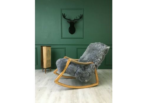 Vintage Design Art Deco Sheepskin Fluffy Bentwood Rocking Chair Armchair By Ton