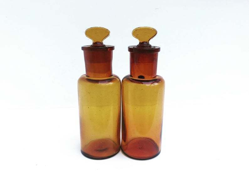 Pharmacy Bottles Large Antique Brown vintage brown glass medicine bottles