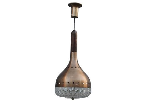 Round Stilux Midcentury Lantern Aluminum Brown Crystal Diamond Italian Design