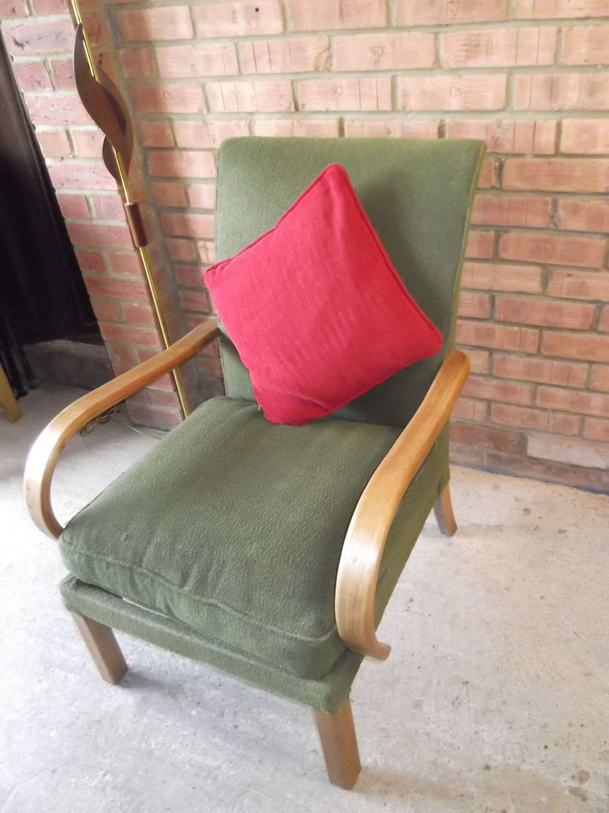 Vintage Parker Knoll Armchair Bentwood Solid Oak Arms Green Upholstery Model 708 Vinterior