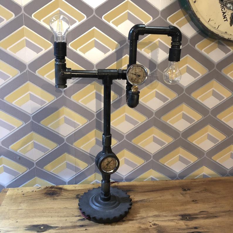 Desk Lamp Lighting This Industrial Style Lighting Has Been Made In A Steampunk Style It Is An Iron Pipe Lamp And Vintage Lighting Vinterior