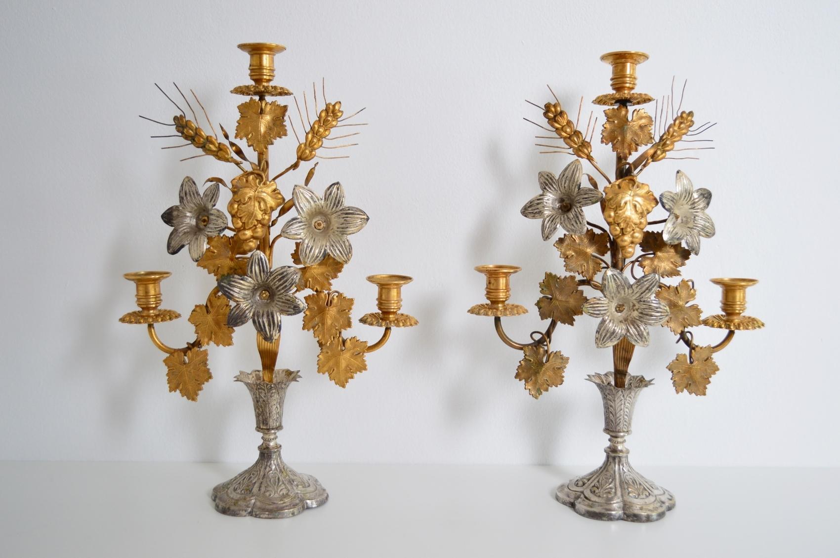 Antique French Candlesticks 1890s Set Of 2 Vinterior Antique French Candlesticks 1890s Set