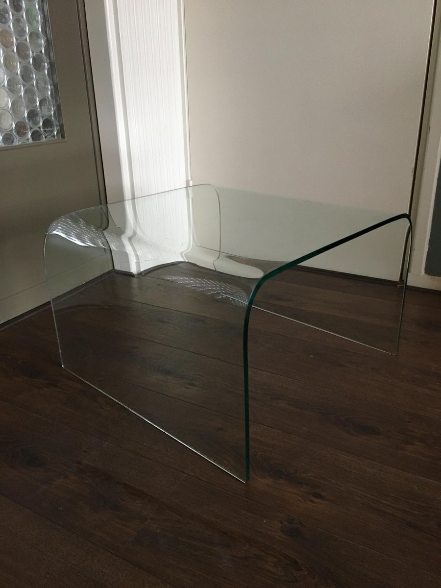 Tables Glass Waterfall Side Table From Fiam, 1980s Vinterior