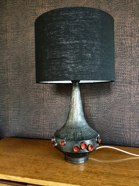 1960s Belgian Art Pottery Perignem Table Lamp Rogier Vandeweghe Design photo furniture