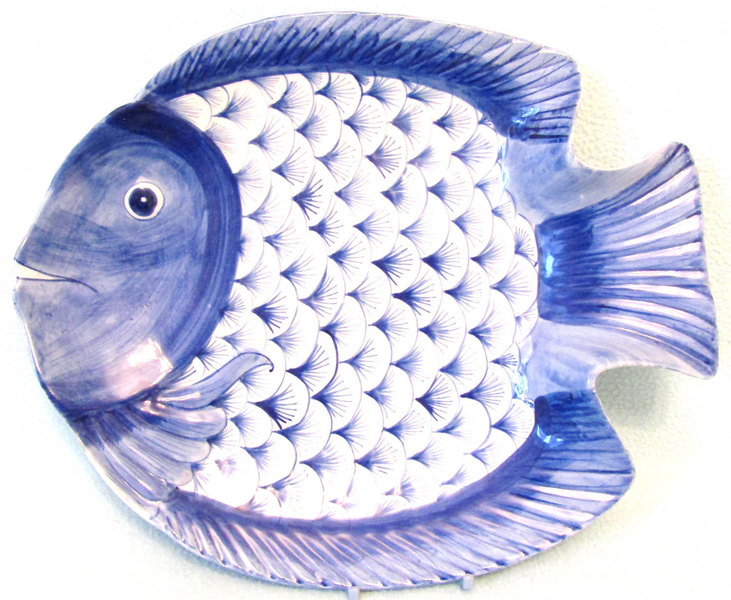 Stunning Vintage Novelty Shaped Serving Dish, Large Fish Shape, Blue