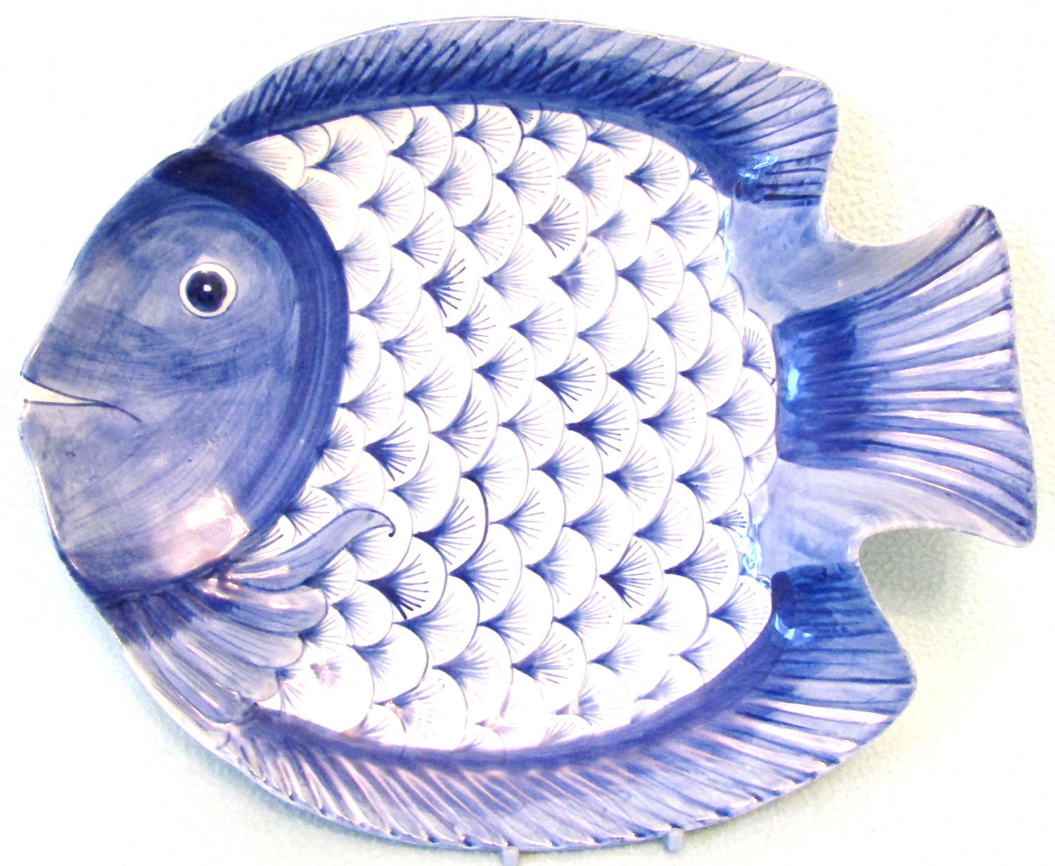 Stunning Vintage Novelty Shaped Serving Dish, Large Fish Shape, Blue