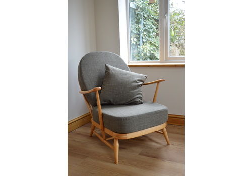 Ercol Armchair   Model 203 With Soft Grey Cushions