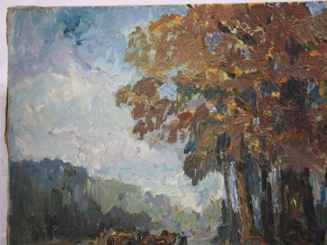 Plowing Oil On Canvas Signed Kiraval X Xth photo for sale