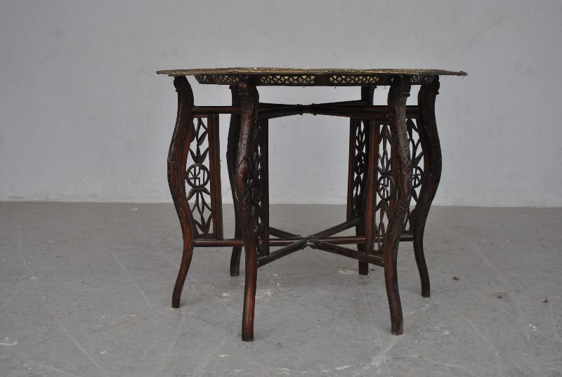 Ancient Asian Tea Table Openwork Copper Tray photo furniture