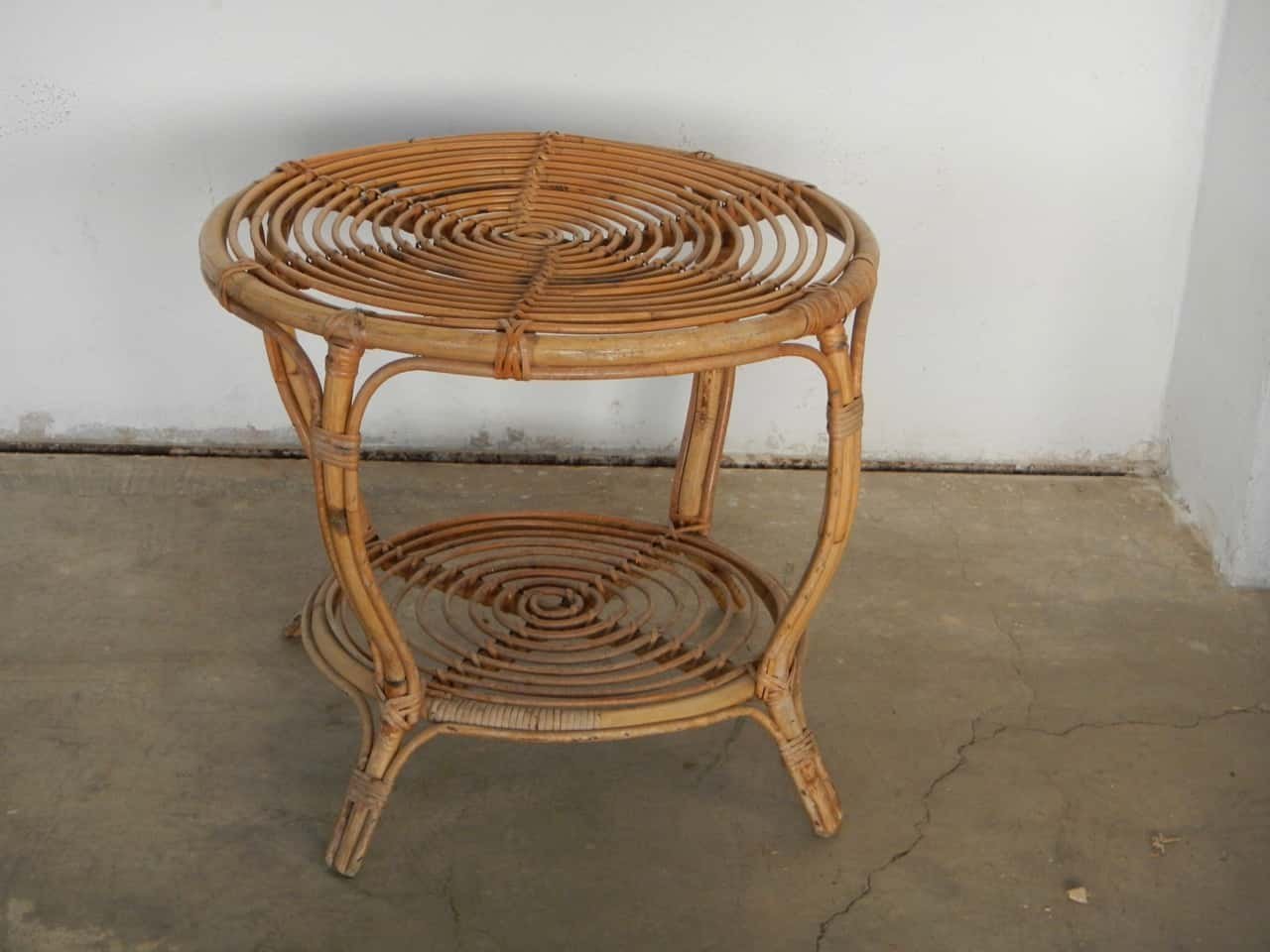 Vintage Italian Rattan Wicker Coffee Table Vinterior