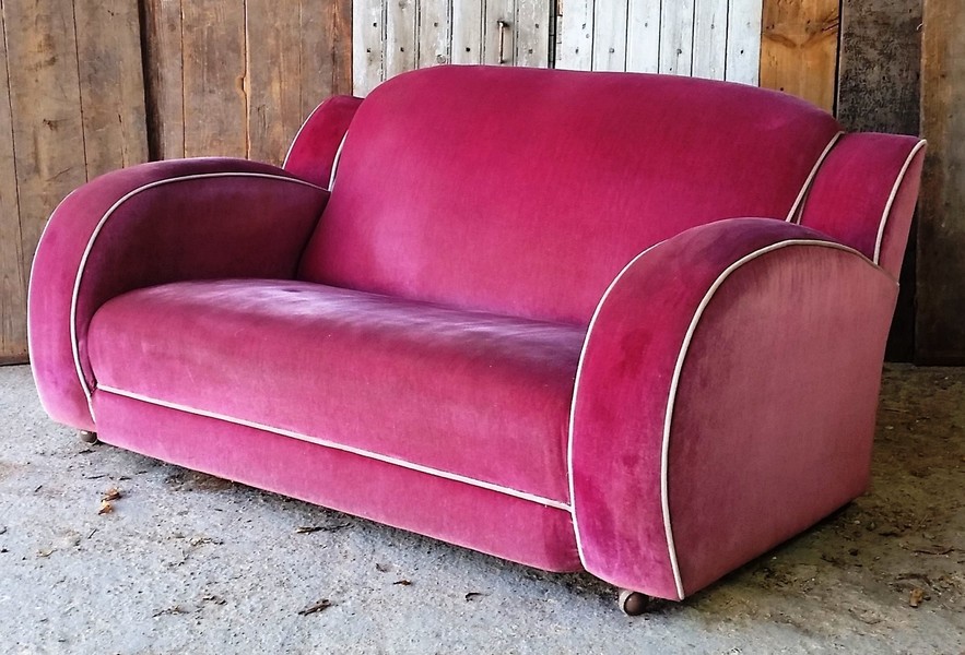 Vintage Velvet Art Deco Sofa Vinterior