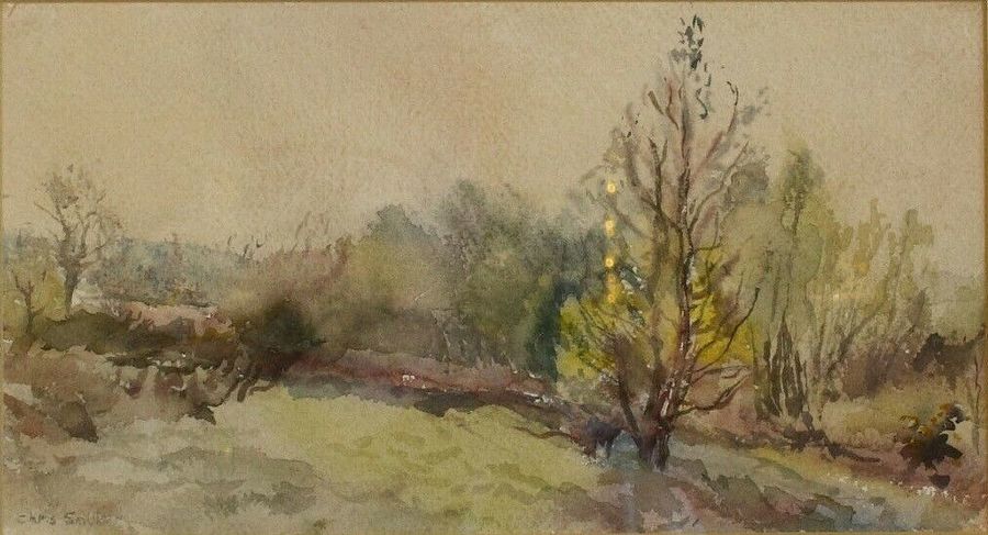 Watercolour Titled "Evening Light" By Chris Sinclair photo furniture