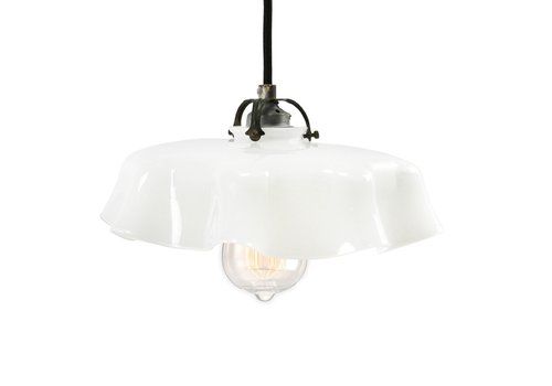 Eric 6 Light Pearl White Chandelier with Off White Cotton Shades Eric 6 Light Pearl White Chandelier with Off White Cotton Shades