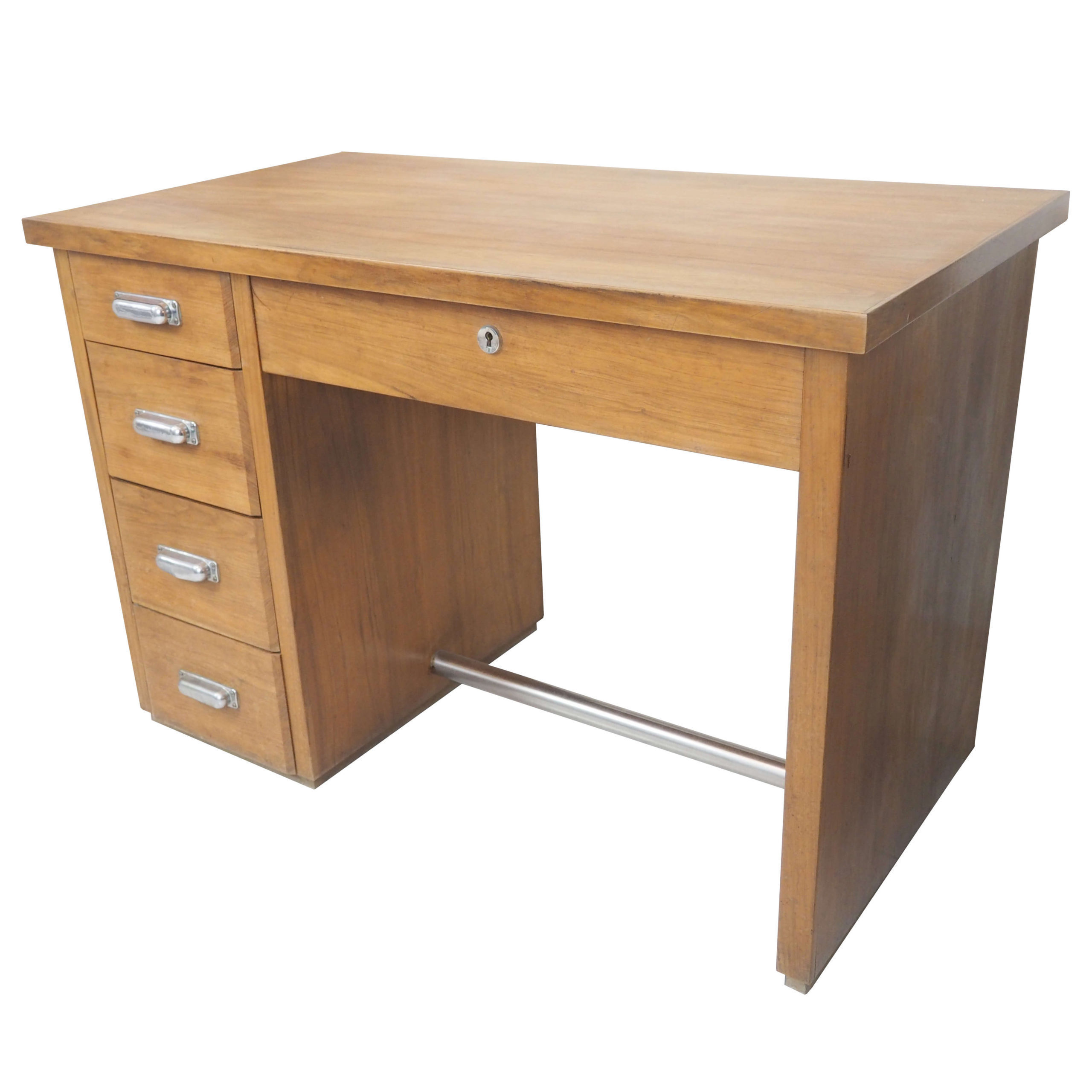 Golden Oak And Chrome Desk Vinterior