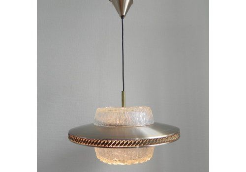 Vintage Chandelier Six Crystal Glass Shade Mid Century Pendant Light Space Age Light 1970s Vintage Chandelier Six Crystal Glass Shade Mid Century Pendant Light Space Age Light 1970s