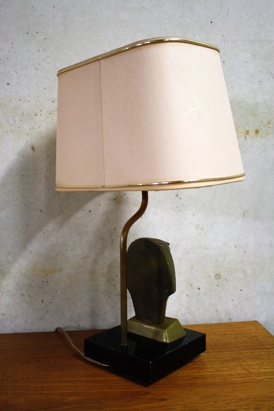 Small Brass Pharaoh Table Lamp 1970s photo furniture