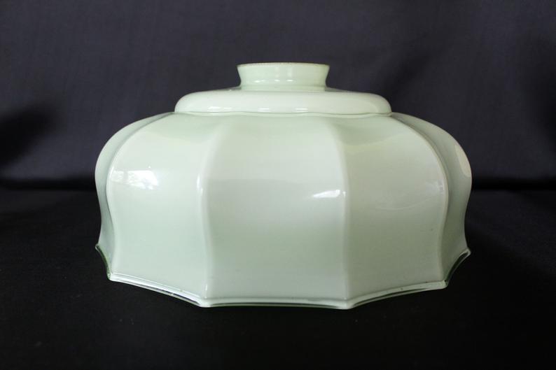 Vintage French Art Deco Mint Green Opaline Glass Lampshade Glass Globe Cased Opaline Mint And White Light Shade Light Fixture Lighting Vinterior