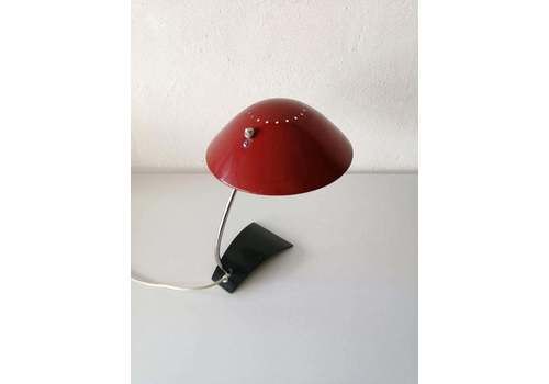 Rare Original Red And Black Metal Table Lamp By Kaiser Leuchten 60s