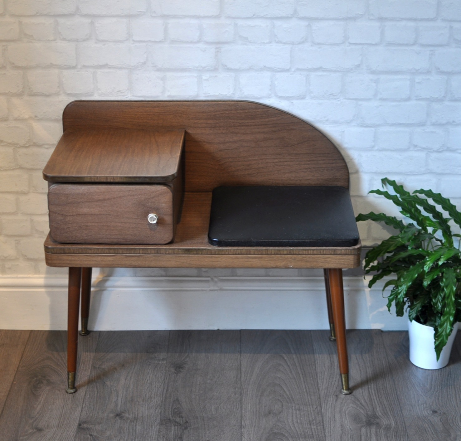 Vintage Retro Mid Century 1970s Gossip Bench Telephone Table Seat Entryway Bench Thriftys Retro Unknown Vinterior