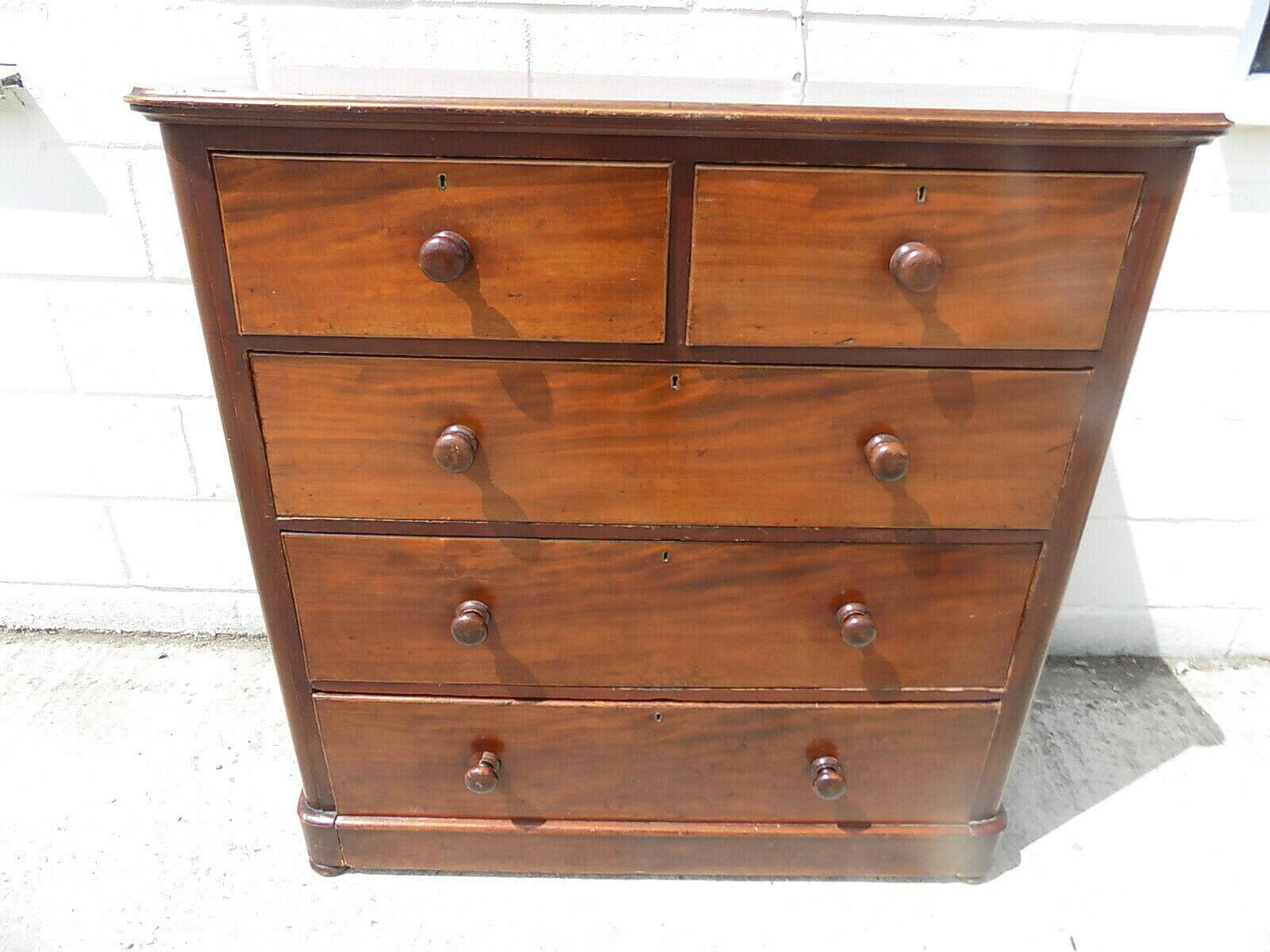 Large,Antique,Mahogany,Victorian,2 Over 3,Chest Of Drawers,Drawers,Knob