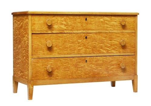 Mid 20 Th Century Scandinavian Burr Birch Chest Of Drawers
