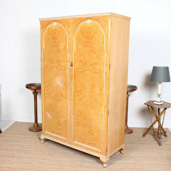Birdseye Maple Wardrobe Fitted Armoire Antique Vintage Vinterior
