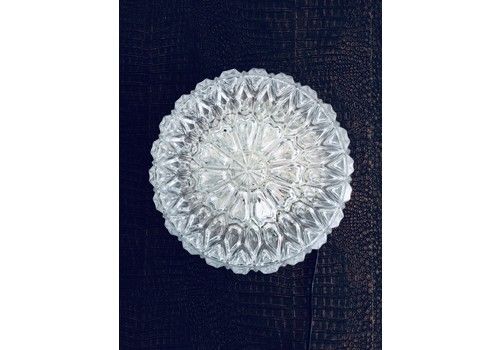 1970's Glass Wall Sconce Facetted Lamp By Glashütte Limburg