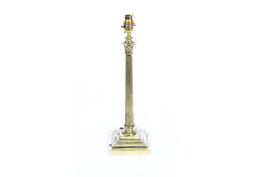 Antique Victorian Brass Corinthian Column Table Lamp Ca 1880 19th C