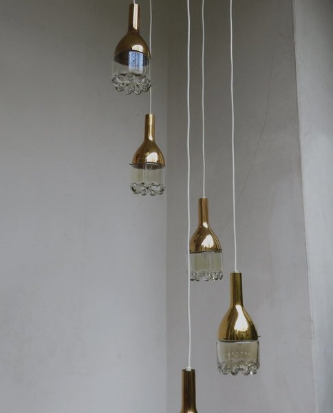 Glass Ceiling Lamp From Hillebrand, 1960s photo furniture