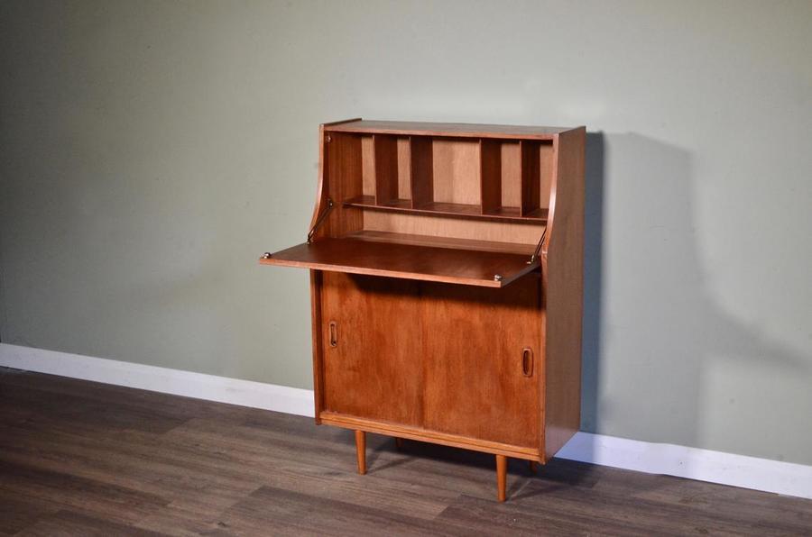 Midcentury Bureau Desk Cabinet In Teak Delivery Vintage Modern Danish Style Unknown Vinterior