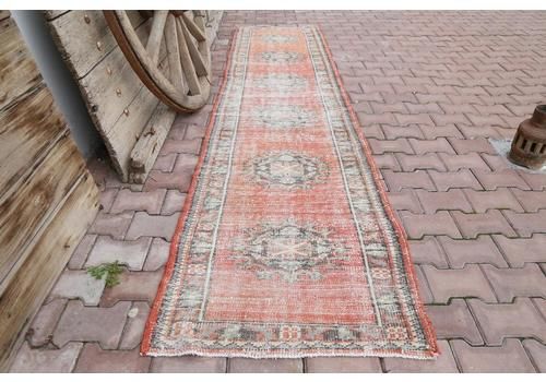 77x327 Cm Turkish Runner Rug, Turkish Rug, 2.5x10.7, Runner Rug Long, Oushak Vintage Rug, Bohemian Rug, Wool On Cotton Home Decor, Carpet Faded Orange
