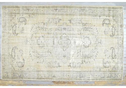 Vintage Turkish Oushak Rug, Natural Oriental Floral, Wool, Handmade Room Decor, Living Room Rug, Beige, Faded, Neutral, Boho Chic