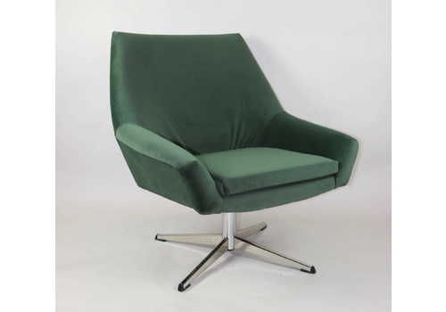 Vintage Swivel Armchair With Ddr Green Velvet