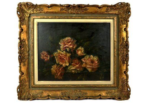 Oil On Board Still Life Roses By Dutch Artist Callewaert