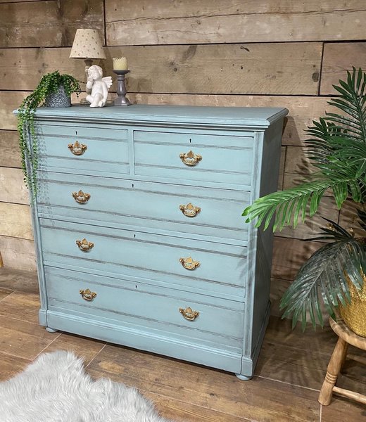 Vintage Chest Of Drawers Painted In Duck Egg Blue Vinterior