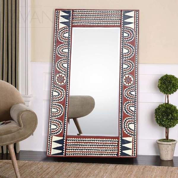 West African Wall Decor Artisan Crafted Traditional Rectangular Mirror