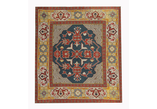 Antique Rugs Blue Carpet Serbian Square Kilims Handwoven Wool Rug 153 X 162 Cm