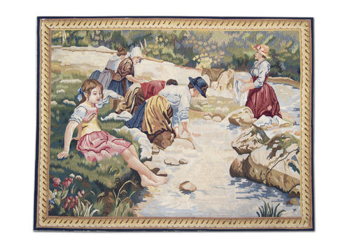 Vintage Tapestry, Handmade Needlepoint Carpet, Wall Hanging Textile 91 X 121 Cm