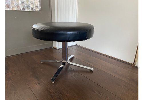 Modernist Chrome And Leather Stool Ottoman, 1970s