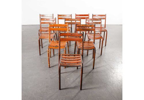 1950’s Toledo Red Metal Outdoor Chairs – Set Of Ten