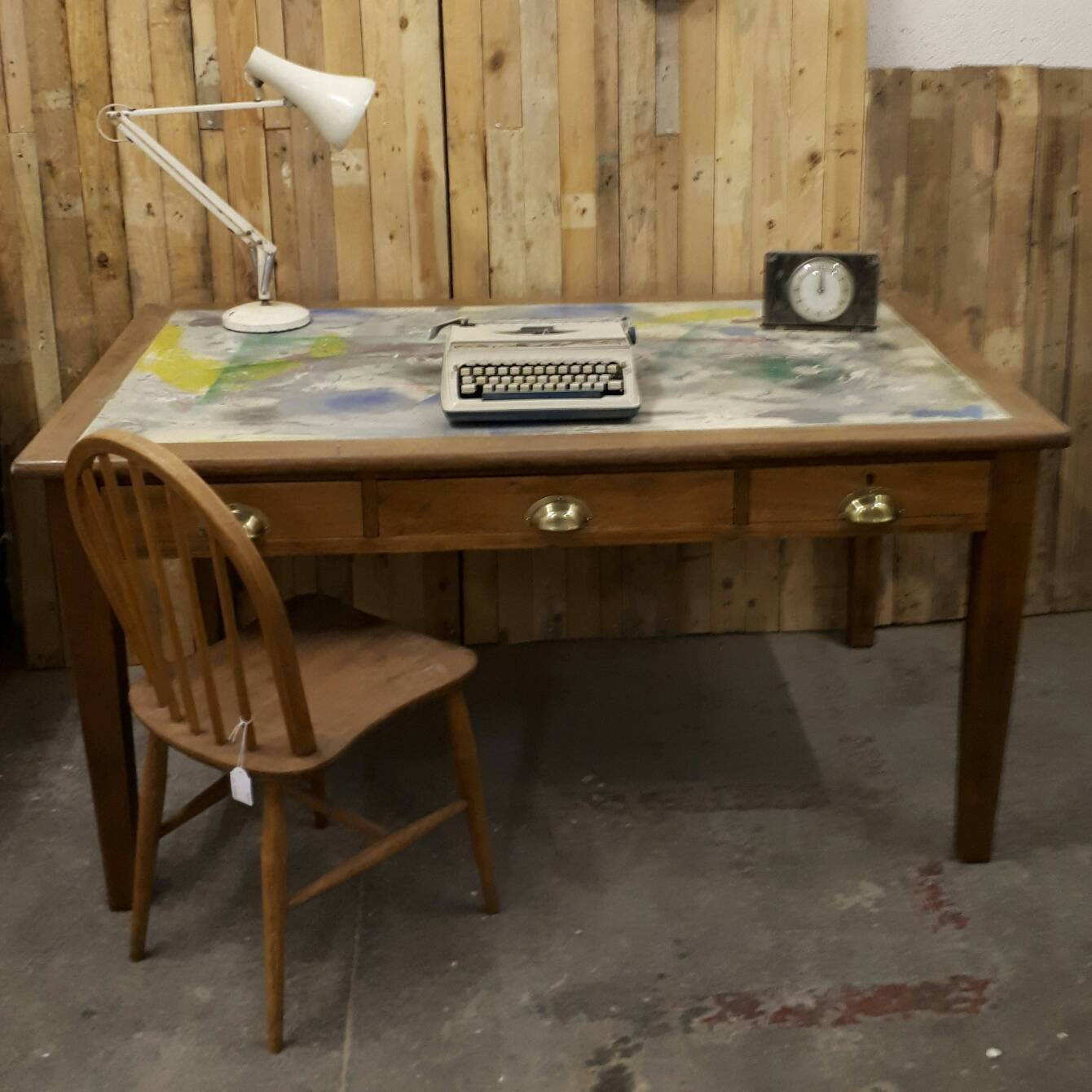 unique salvaged vintage industrial mid century solid oak ex raf table desk
