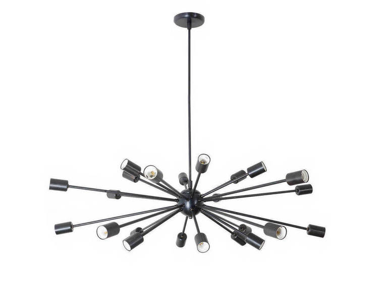 Mid Century Modern Black Sputnik Chandelier Light Fitting 38inch Diam