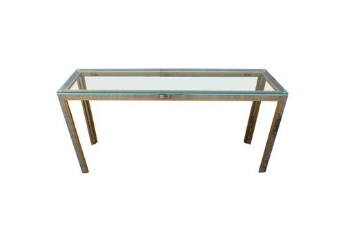 Rectangular Romeo Rega Minimal Console Brass Gold Metal Silver Italian Design