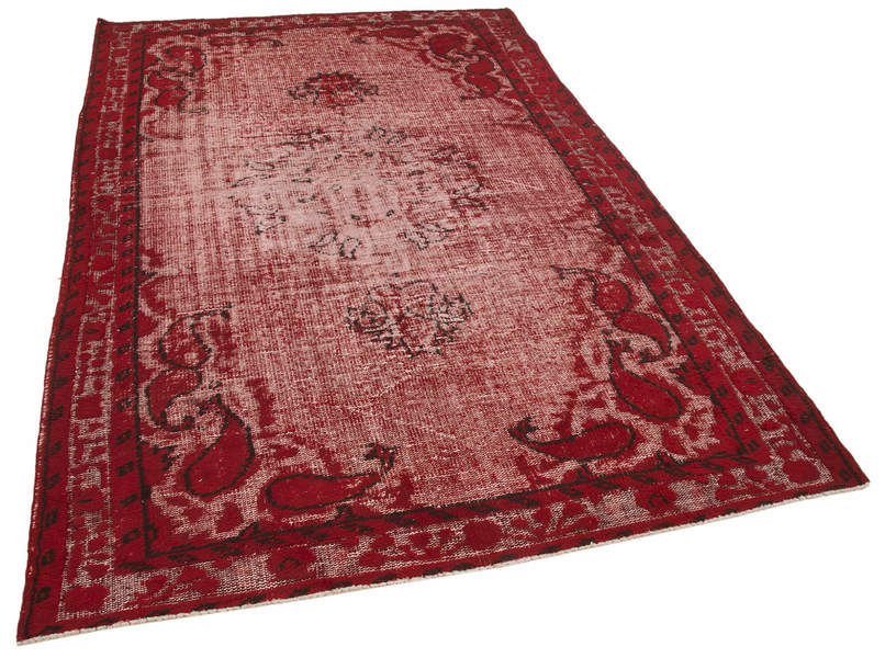 Handmade Antique Red Overdyed Rug photo furniture