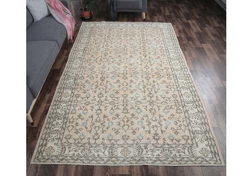 Turkish Carpet, Oushak Handmade Wool Rug, Bordered Floral Orange Area Rugs, Anatolia Farmhouse Decor One Of A Kind