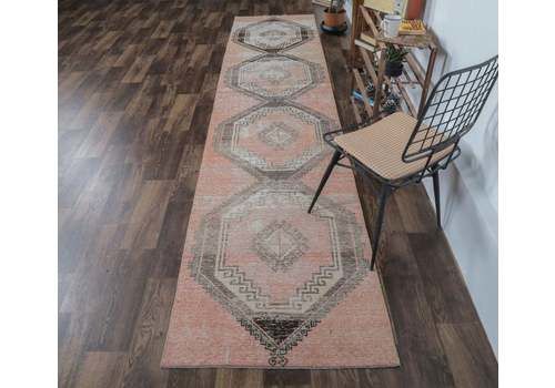 3x13 Oushak Handmade Wool Rug, Turkish Vintage Rugs, Red Hallway Kitchen Runner, Farmhouse Decor, One Of A Kind, Traditional, Geometric