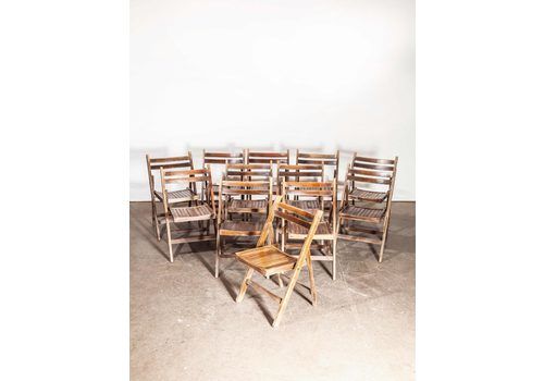1960’s Beech Folding Chairs – Dining – Outdoor – Walnut Stain   Set Of Four