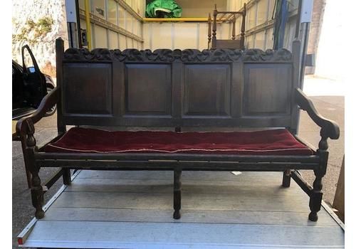 Stunning Early Antique English Oak Settle Bench Circa 1740