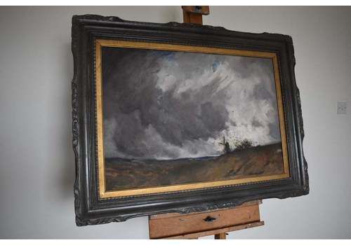 Windmill In Landscape   Framed Oil On Paper