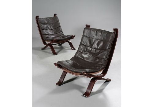 Danish Mid Century Leather Lounge Chairs By Ingmar Relling